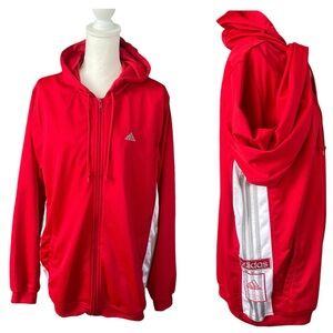 VTG y2k 2003 red adidas full zipper hoodie sweatshirt three stripes men large